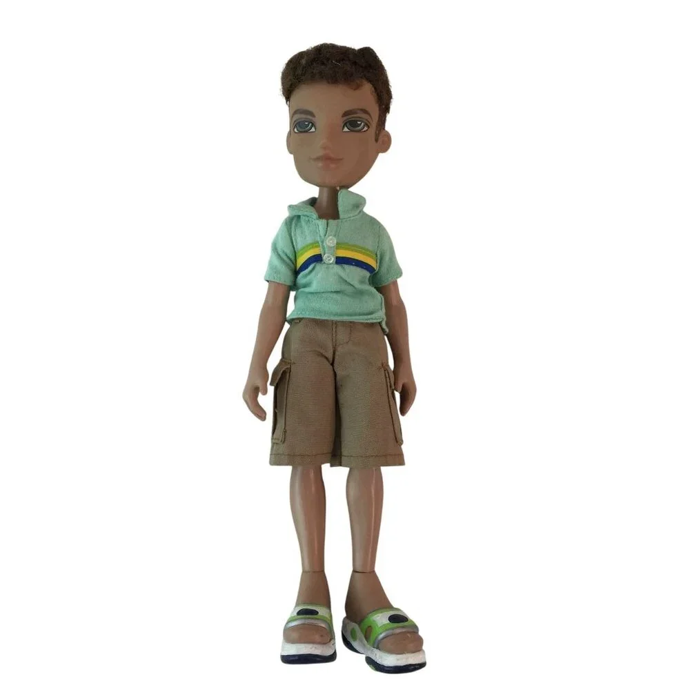 Vintage MGA Bratz Boyz Dylan Doll Blue Shirt Khaki‎ Shorts Sandals Shoes 2001